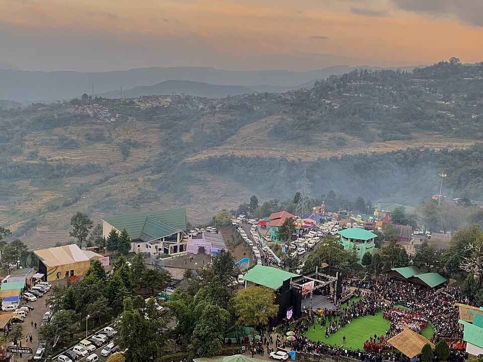 Performers in the main arena at the Hornbill Festival, Kisama