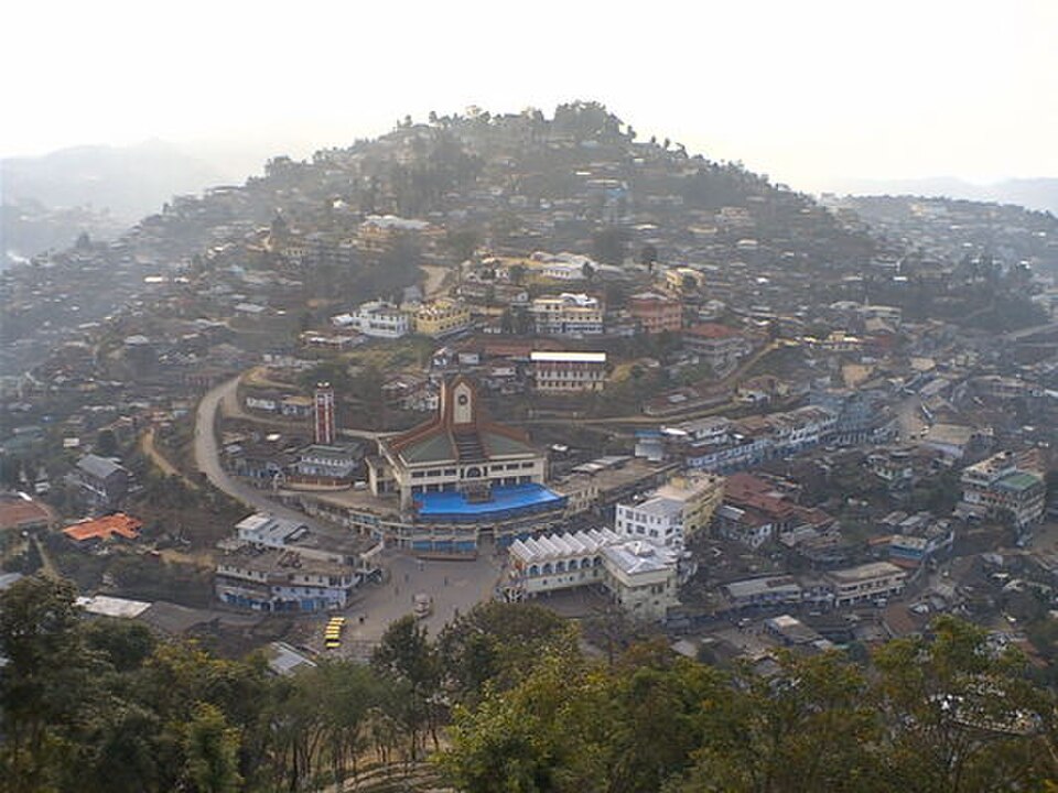 Hillside view of Mokokchung town in Nagaland